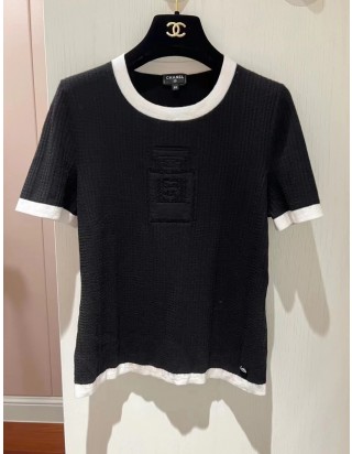샤넬 로고 반팔 니트