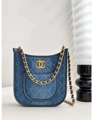 24ss 샤넬 포켓 체인 호보백 데님