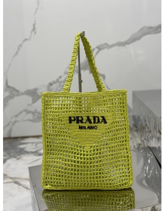 프라다 로고 크로셰 토트백