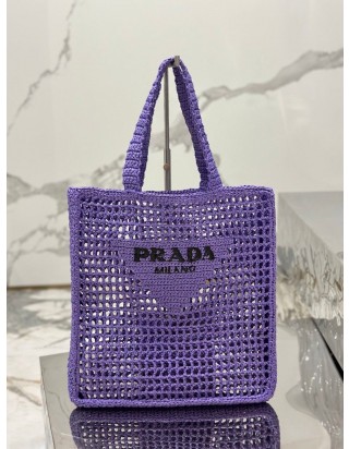 프라다 로고 크로셰 토트백