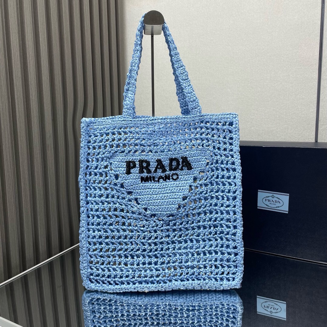 프라다 로고 크로셰 토트백