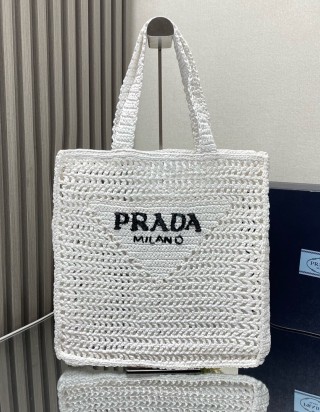 프라다 로고 크로셰 토트백