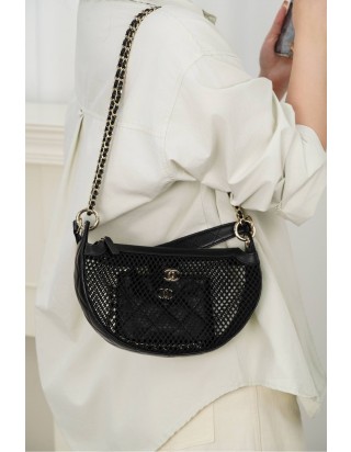 샤넬 메쉬 샤이니 램스킨 체인 호보 백