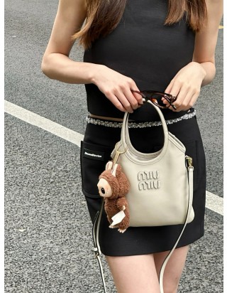 미우미우 아이비 캔버스 토트 백 스몰