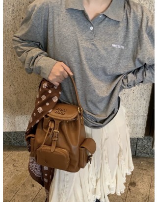 미우미우 켄버스 및 가죽 백팩 스몰