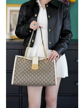 구찌 패드락 미디움 GG 캔버스 숄더 백