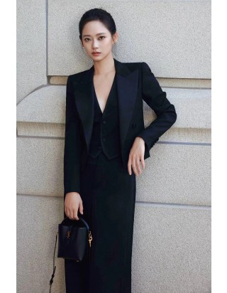 생로랑 르 37 미니 라피아 버킷 백